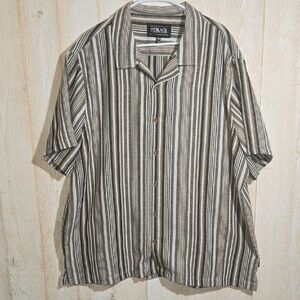 PX Black Men's Casual Striped Shirt -button Down Short Sleeve Size 3xl